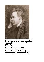 Origine de la tragedie - Frederic Nietzsche